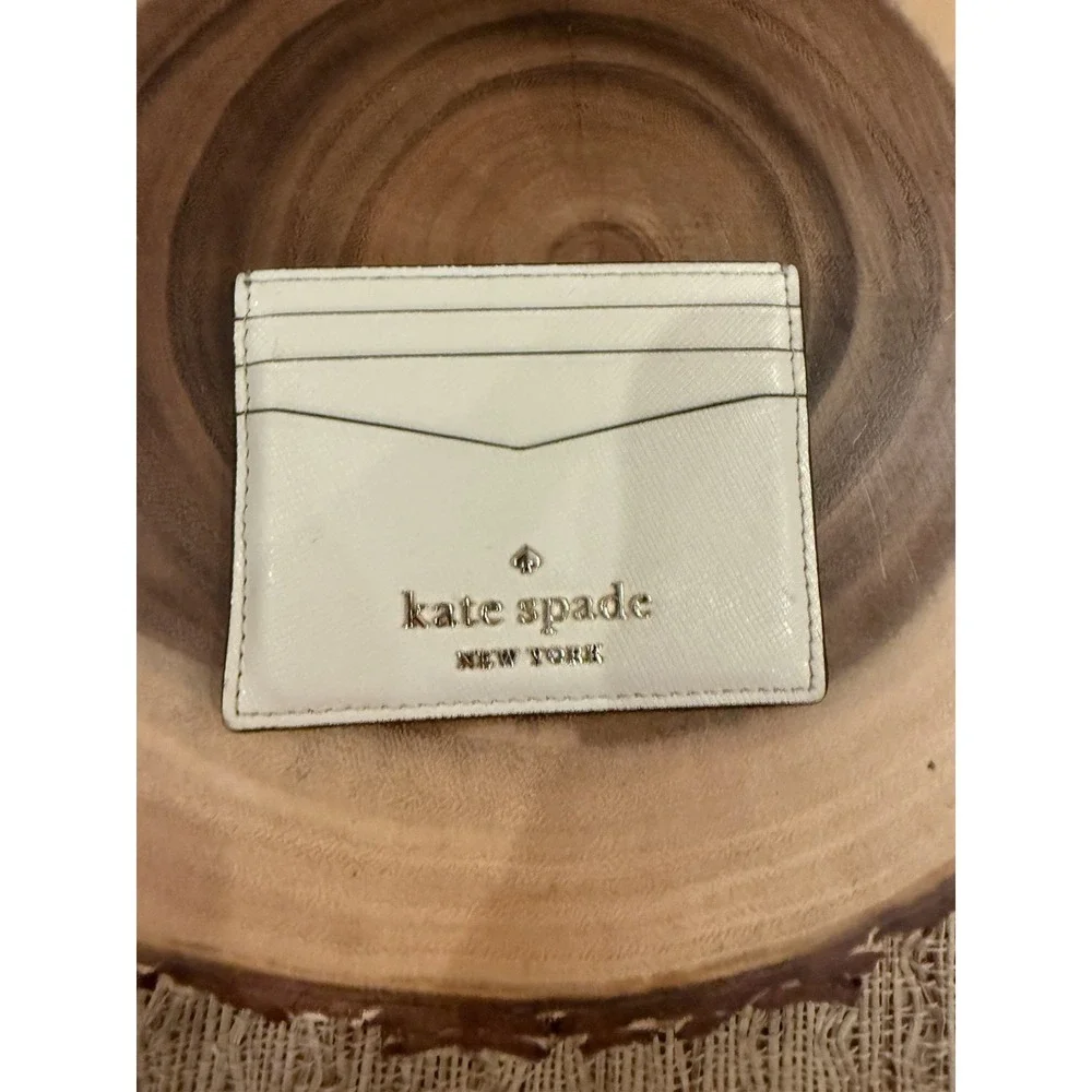 Kate Spade Madison Small Slim Card Holder Parchment Leather Wallet NWOT